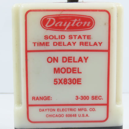 Dayton 5X830E Solid State Time Delay Relay 3-300 Sec 120VAC W/ Base