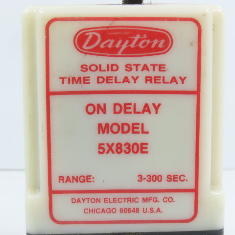 Dayton 5X830E Solid State Time Delay Relay 3-300 Sec 120VAC W/ Base
