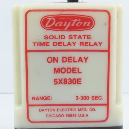 Dayton 5X830E Solid State Time Delay Relay 3-300 Sec 120VAC W/ Base
