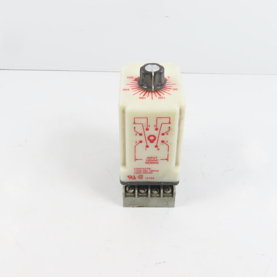 Dayton 5X830E Solid State Time Delay Relay 3-300 Sec 120VAC W/ Base