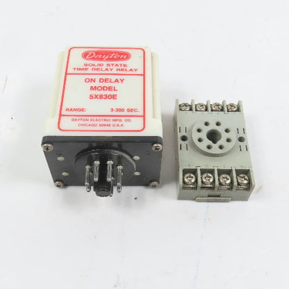 Dayton 5X830E Solid State Time Delay Relay 3-300 Sec 120VAC W/ Base