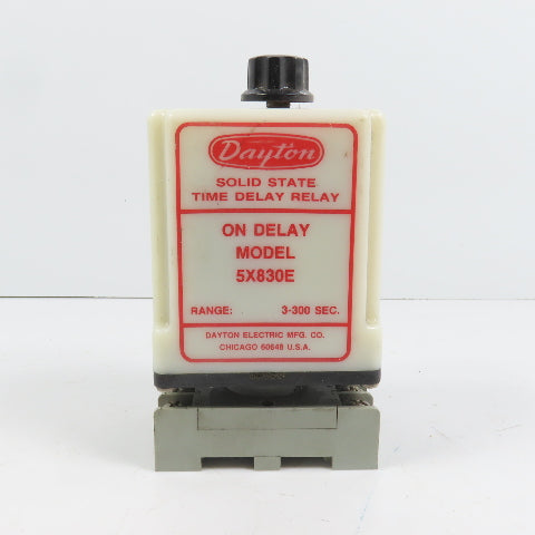 Dayton 5X830E Solid State Time Delay Relay 3-300 Sec 120VAC W/ Base