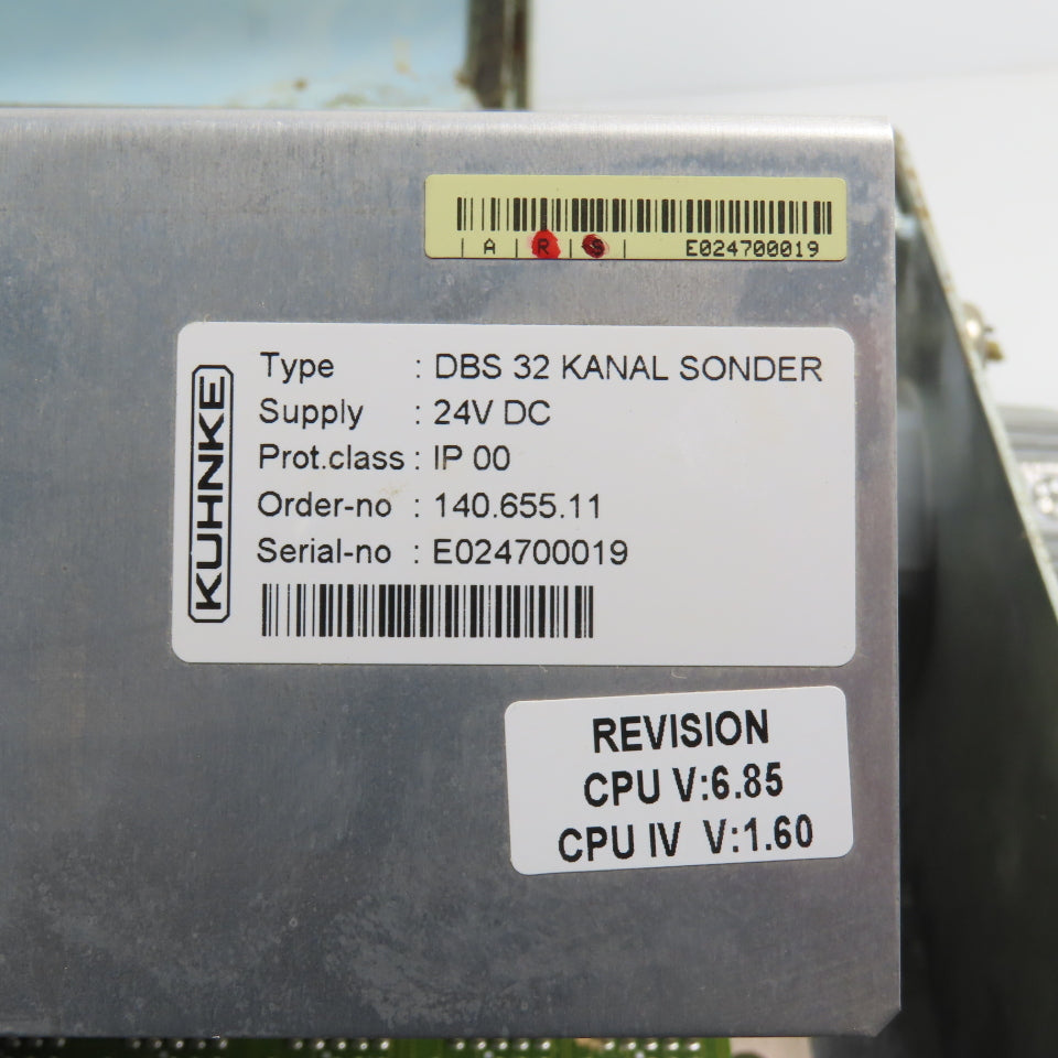 Kuhnke DBS 32 KANAL SONDER 140.655.11 Controller 24VDC CPU V:6.85 PARTS/REPAIR