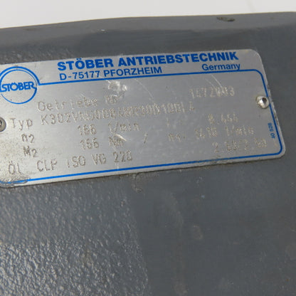 Stober 8.444:1 3kW 220-480V 3Ph 50/60Hz Right Angle Gear Motor 166RPM Tested