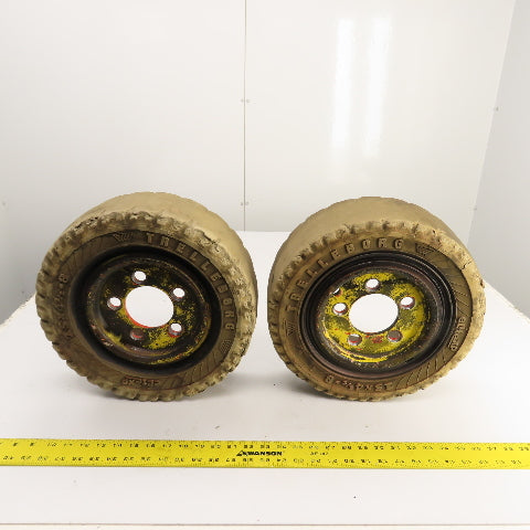 Trellborg EliteXP 15 x 4-1/2-8 Forklift Tire & 5-Lug Rim From Linde E15S Lot/2