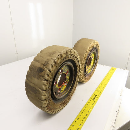 Trellborg EliteXP 15 x 4-1/2-8 Forklift Tire & 5-Lug Rim From Linde E15S Lot/2