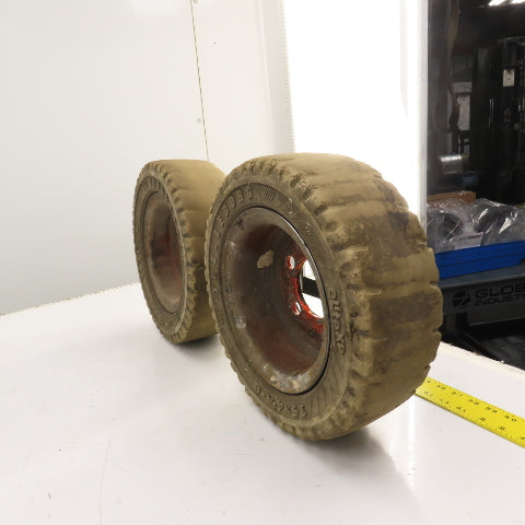 Trellborg EliteXP 15 x 4-1/2-8 Forklift Tire & 5-Lug Rim From Linde E15S Lot/2