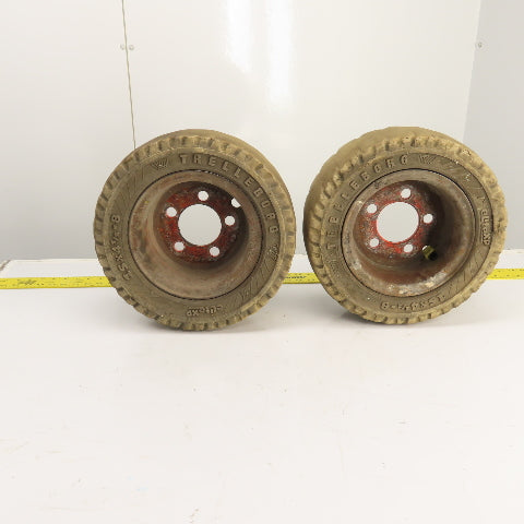 Trellborg EliteXP 15 x 4-1/2-8 Forklift Tire & 5-Lug Rim From Linde E15S Lot/2