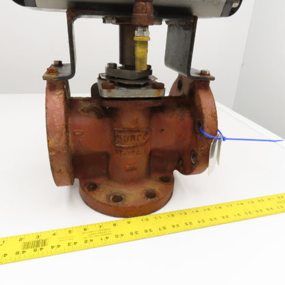 Flowserve B125D 3" Cast Iron Flange Mount 3 Way Diverter Valve W/ Actuator