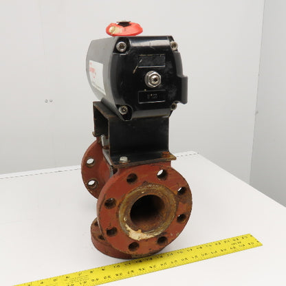 Flowserve B125D 3" Cast Iron Flange Mount 3 Way Diverter Valve W/ Actuator