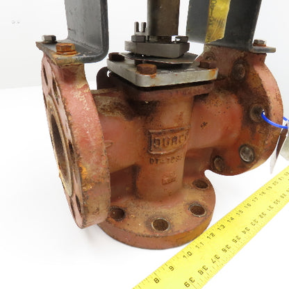 Flowserve B125D 3" Cast Iron Flange Mount 3 Way Diverter Valve W/ Actuator