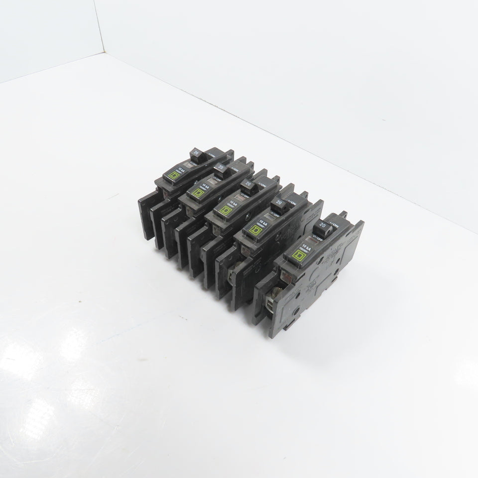 Square D Type QOU Single 1 Pole 20A Circuit Breaker 120/240VAC Lot Of 5