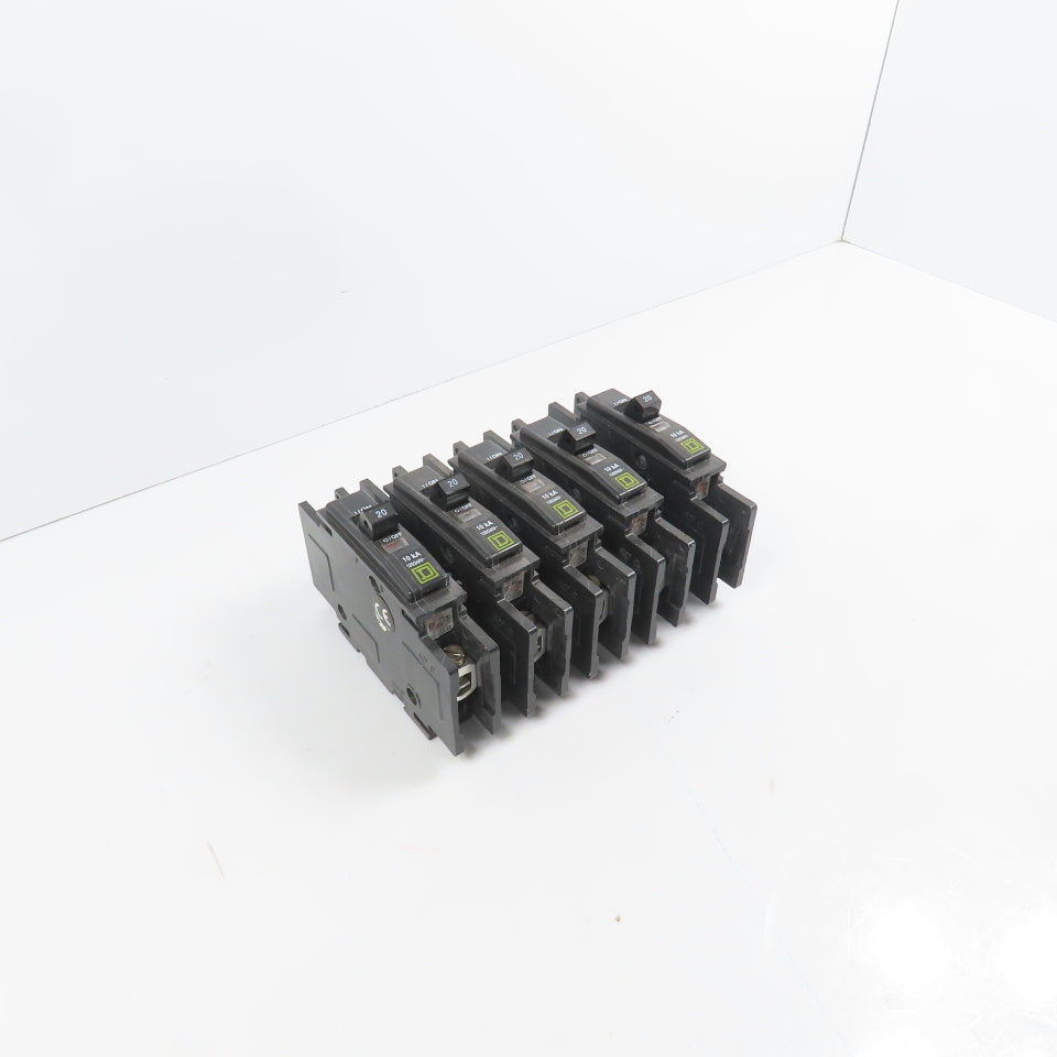 Square D Type QOU Single 1 Pole 20A Circuit Breaker 120/240VAC Lot Of 5