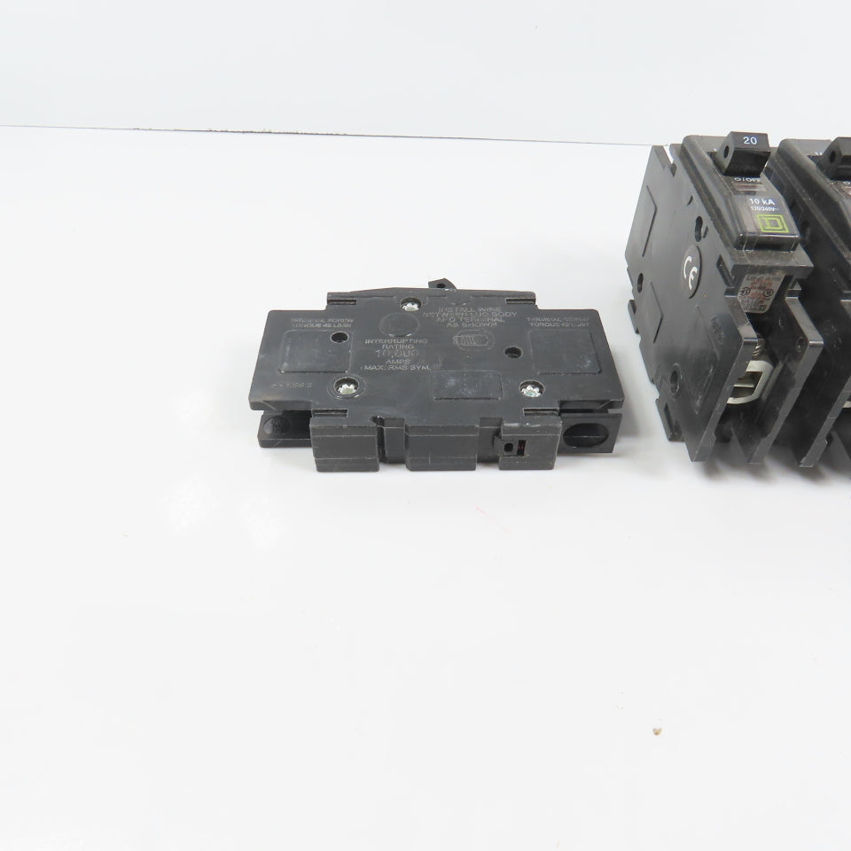 Square D Type QOU Single 1 Pole 20A Circuit Breaker 120/240VAC Lot Of 5