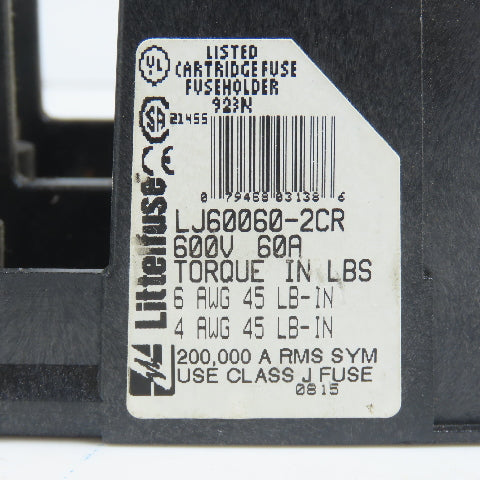 Littlefuse LJ60060-2CR 2 Pole 60A Fuse Holder 600V Class J