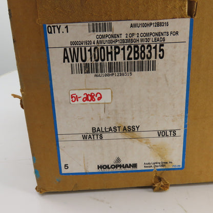 Holophane AWU100HP12B8315 Light Ballast Assembly 30' Lead (NEW IN BOX)