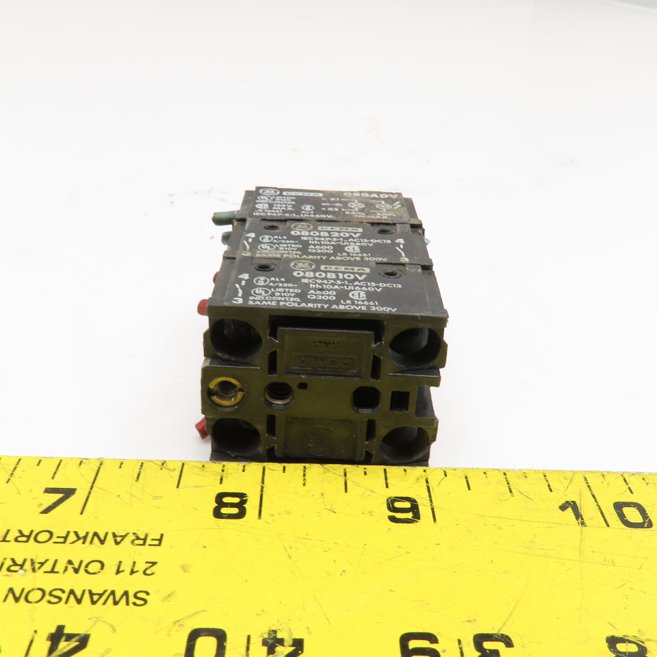 General Electric 080ADV 080B20V Green LED Light Contact Block Stack