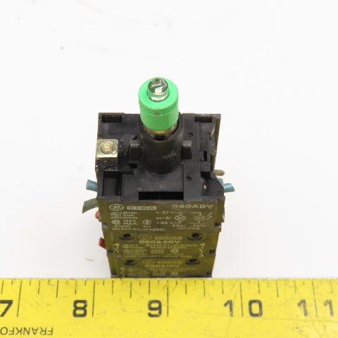 General Electric 080ADV 080B20V Green LED Light Contact Block Stack