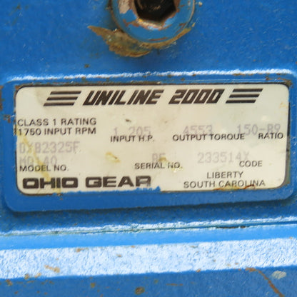 Ohio Gear MQ140 Uniline 2000 150-B9:1 Ratio 11.6RPM Output Left Hand Gearbox