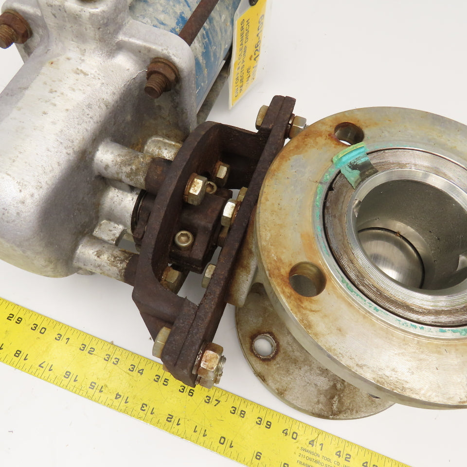 Jamesbury ST200 B 3" Stainless Steel Flange Mount Ball Valve Pneumatic Actuator
