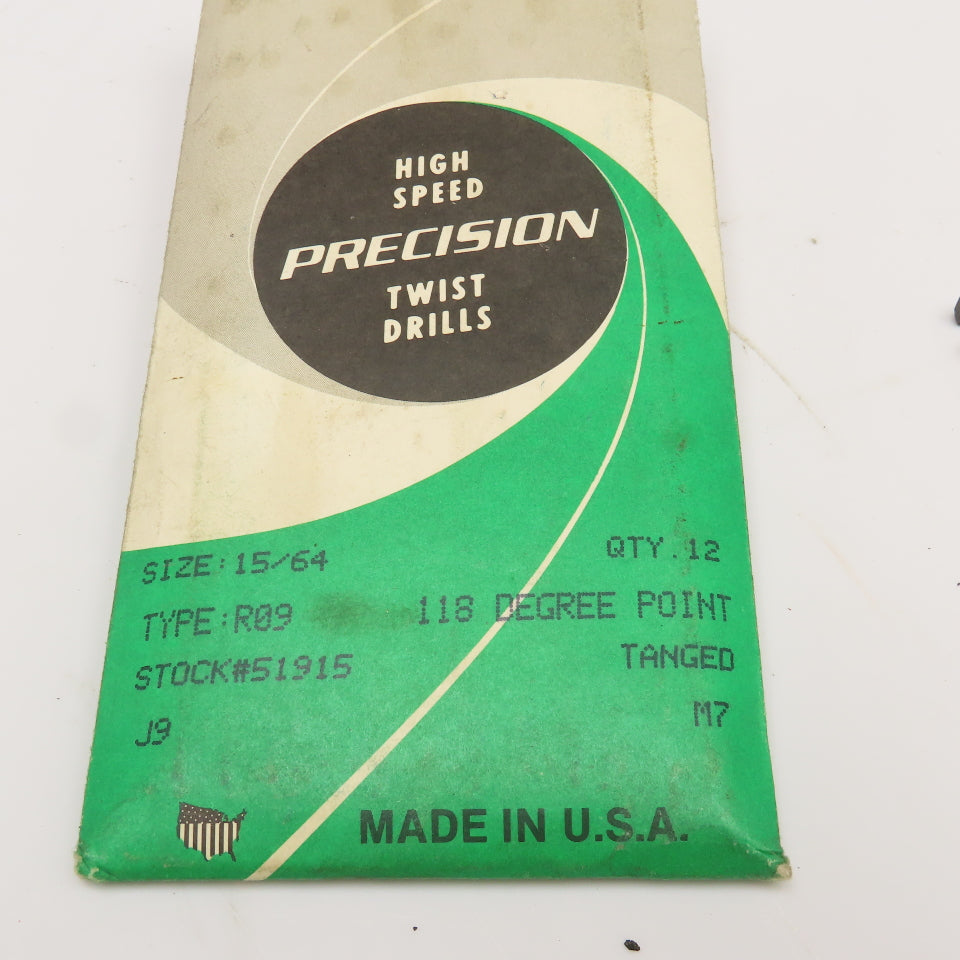 Precision 15/64" 118° Point Black Oxide Finish Twist Drill Bit Tang Lot of 21