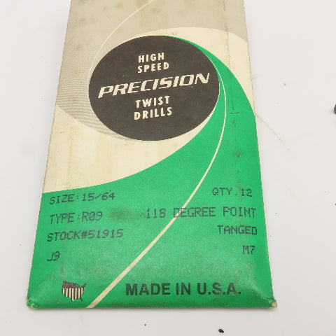 Precision 15/64" 118° Point Black Oxide Finish Twist Drill Bit Tang Lot of 21
