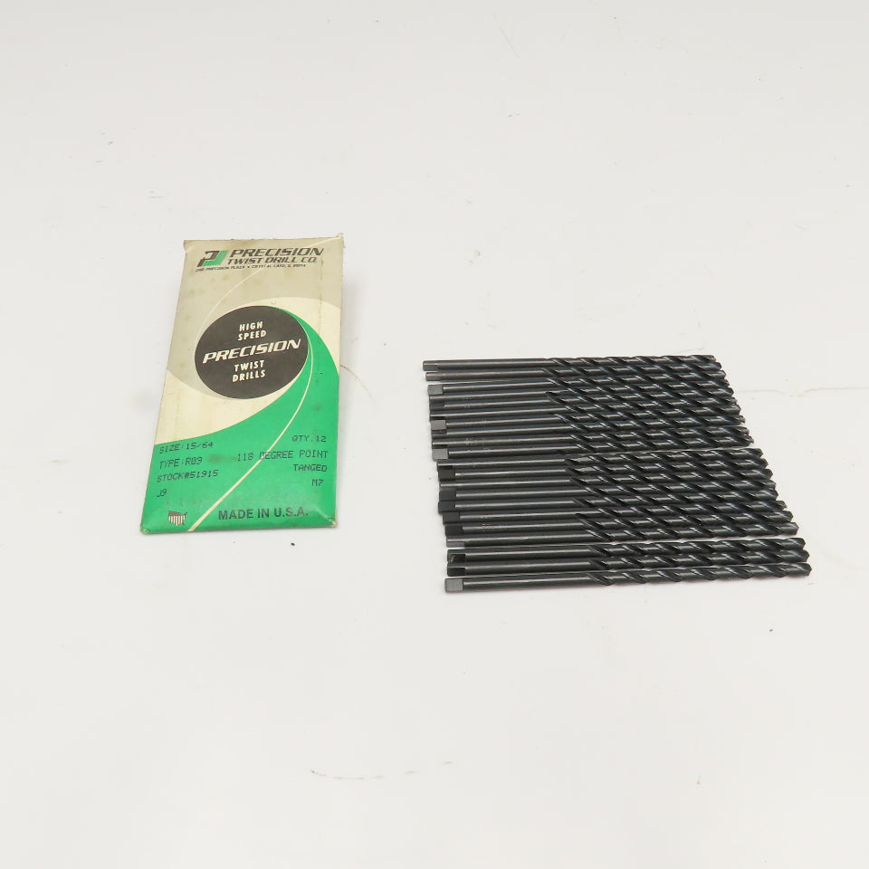 Precision 15/64" 118° Point Black Oxide Finish Twist Drill Bit Tang Lot of 21