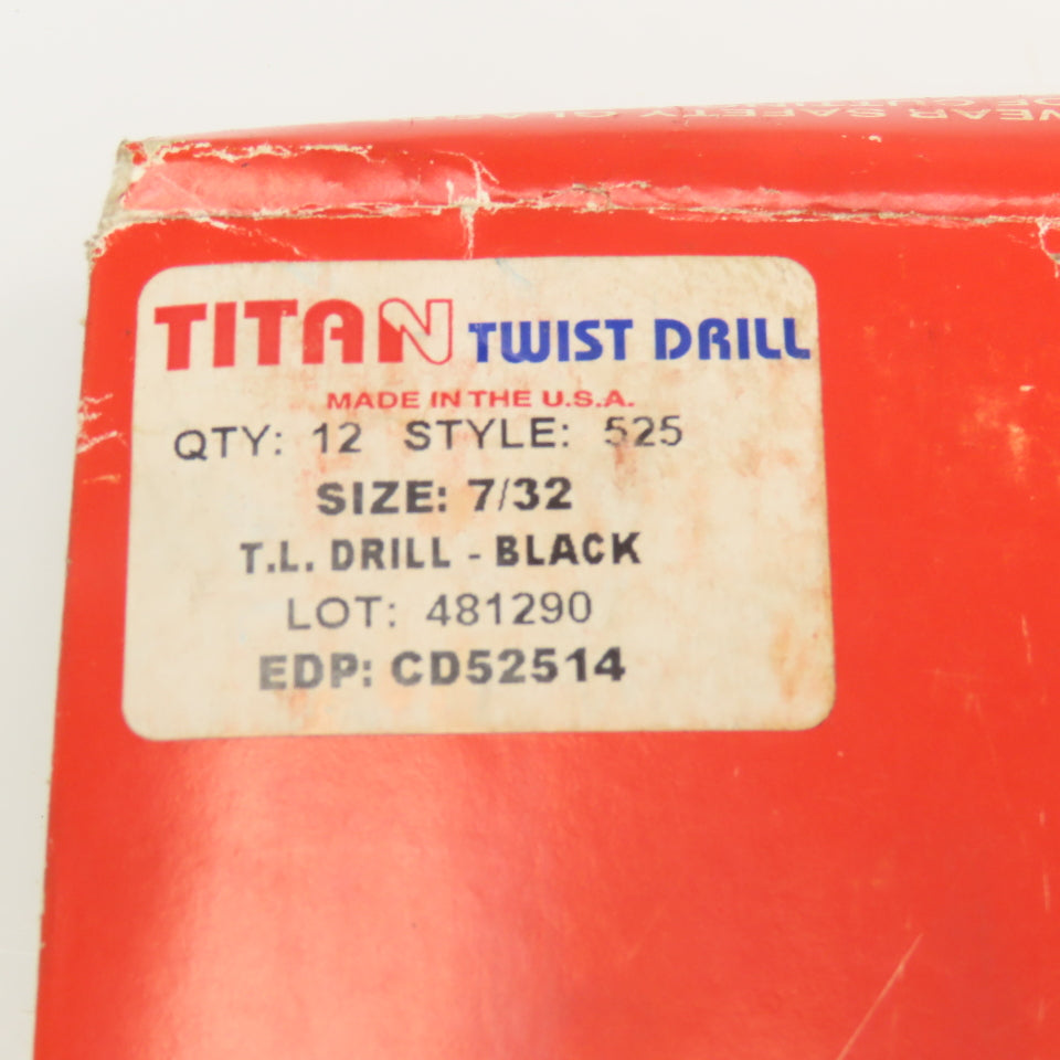 Titan 7/32" Diam. HSS 2 Flute Twist Drill 6" OAL Lot Of 20