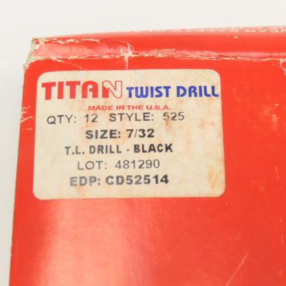 Titan 7/32" Diam. HSS 2 Flute Twist Drill 6" OAL Lot Of 20