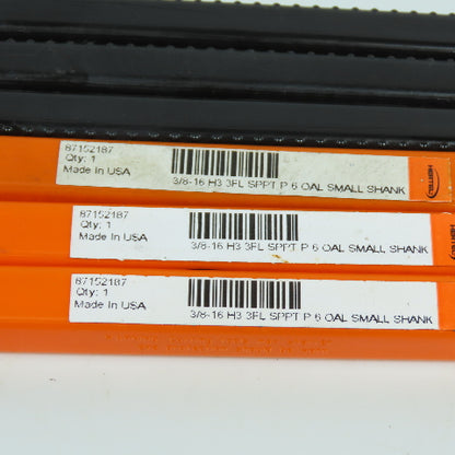Hertel 87152187 Extension Tap 3/8-16 3 Flute Spiral Point 6" OAL HSS USA Lot/3