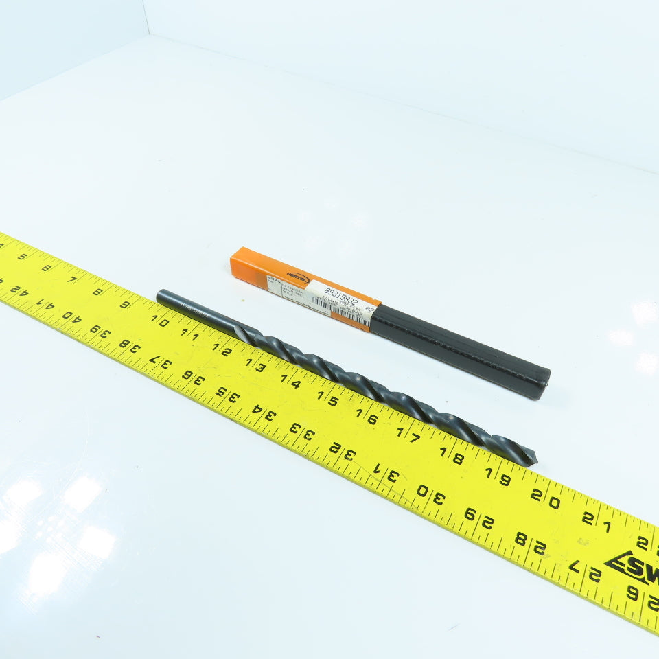 Hertel 89315832 27/64" x 10" Long 2 Flute Drill Bit HSS 118° Oxide Finish USA