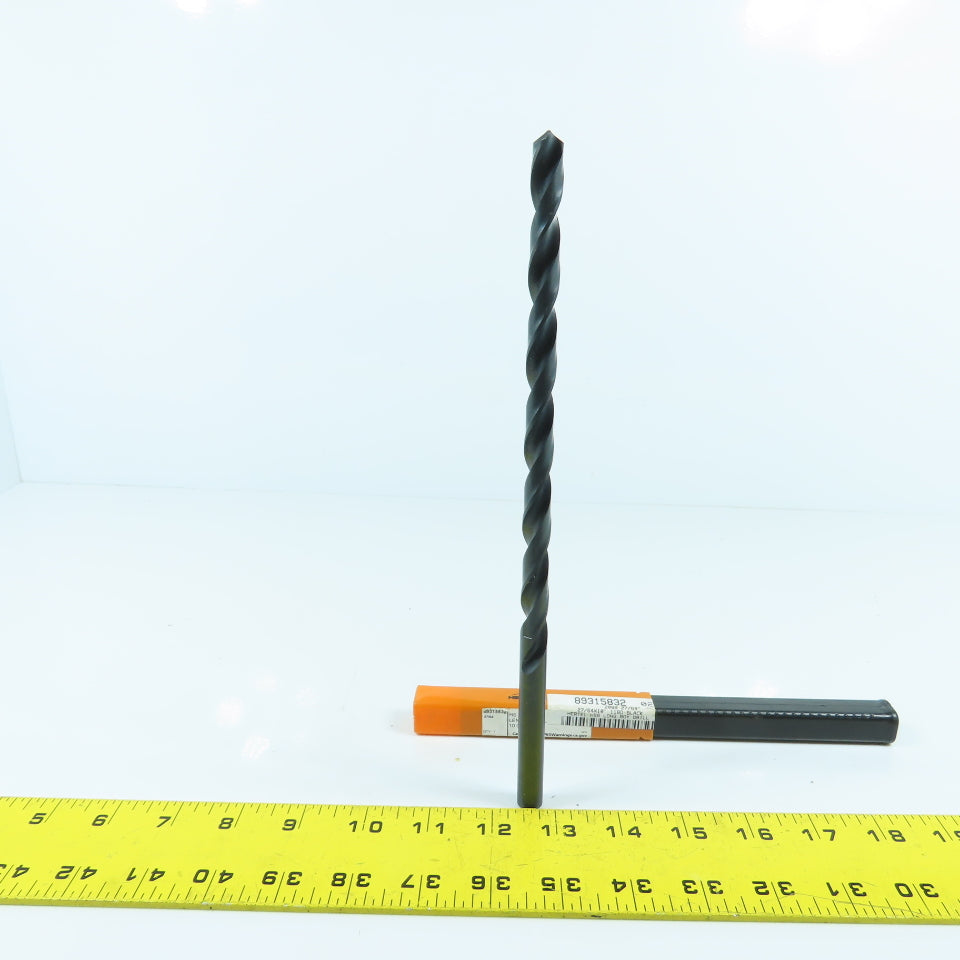Hertel 89315832 27/64" x 10" Long 2 Flute Drill Bit HSS 118° Oxide Finish USA