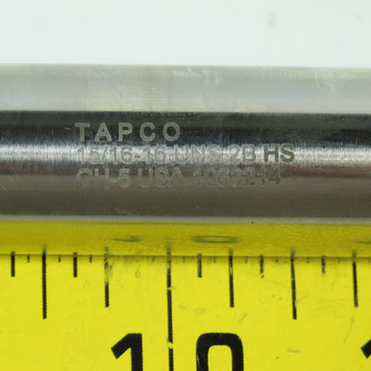 Tapco 15/16-16 UNS 4 Straight Flute Hand Tap 10" OAL 9/16" Shank USA