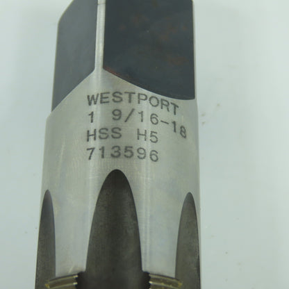Westport 15/16-16 UNS 6 Straight Flute Hand Tap 5" OAL 0.975" Shank