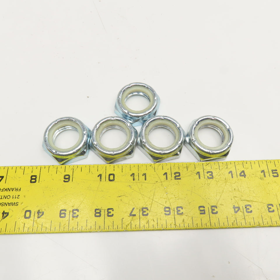 1"-8 Hex Nylon Insert Lock Jam Nut Zinc Coated Lot Of 5