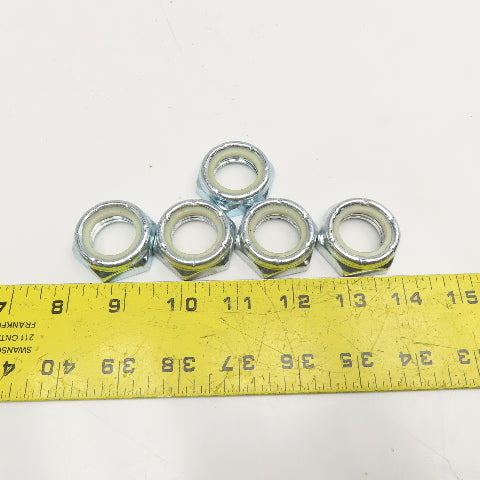1"-8 Hex Nylon Insert Lock Jam Nut Zinc Coated Lot Of 5