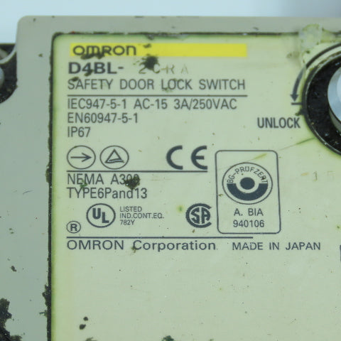 Omron D4BL-2CRA 24VDC Safety Door Gate Guard Interlock Switch W/ Mount