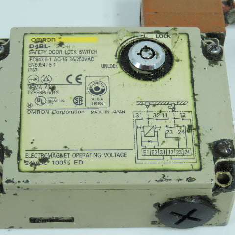 Omron D4BL-2CRA 24VDC Safety Door Gate Guard Interlock Switch W/ Mount