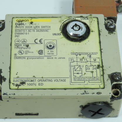 Omron D4BL-2CRA 24VDC Safety Door Gate Guard Interlock Switch W/ Mount