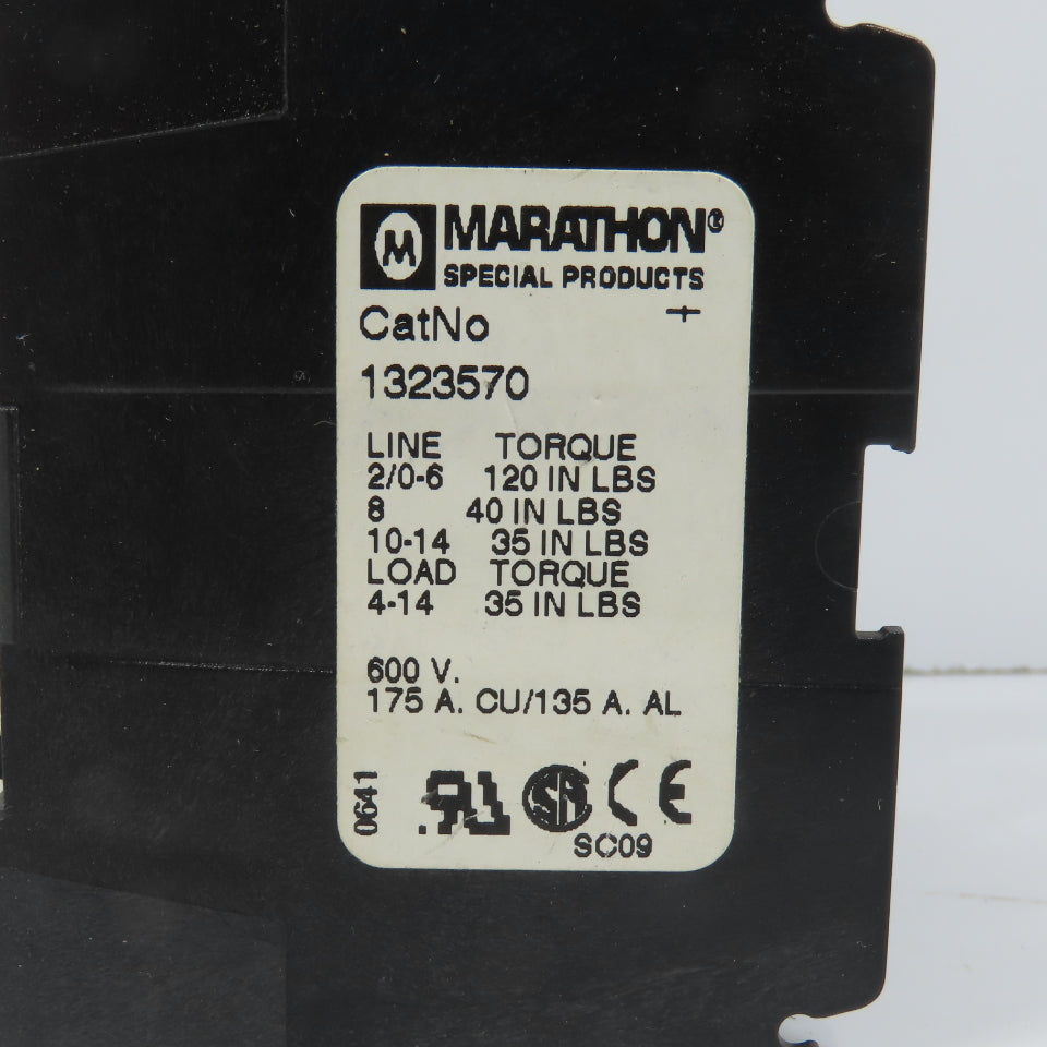 Marathon 1323570 175A 600VAC Power Distribution Block 3 Main 12 Secondary