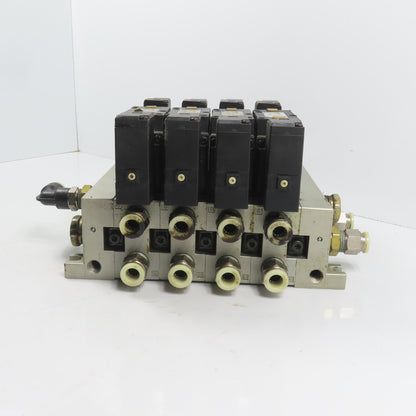 SMC NVFS3200-3FZ 4 Pneumatic Directional Valve Bank & Manifold 120V Coil