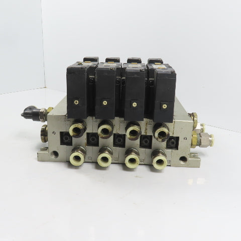 SMC NVFS3200-3FZ 4 Pneumatic Directional Valve Bank & Manifold 120V Coil