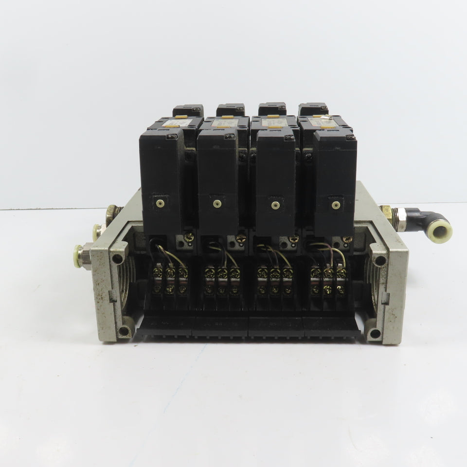 SMC NVFS3200-3FZ 4 Pneumatic Directional Valve Bank & Manifold 120V Coil