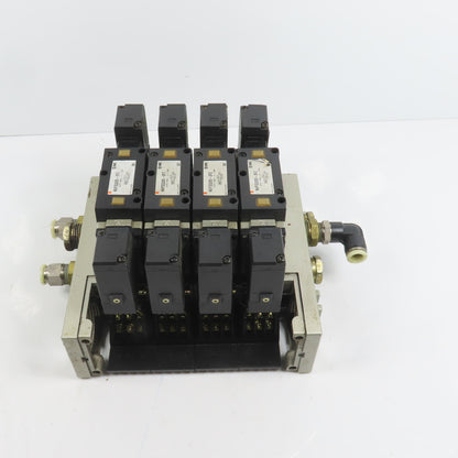 SMC NVFS3200-3FZ 4 Pneumatic Directional Valve Bank & Manifold 120V Coil