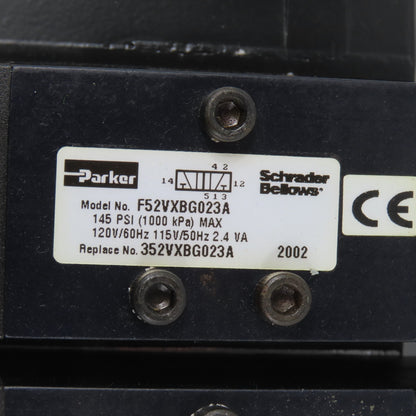Parker F52VXBG023A 3 Pneumatic Directional Valve Bank & Manifold 120V Coil