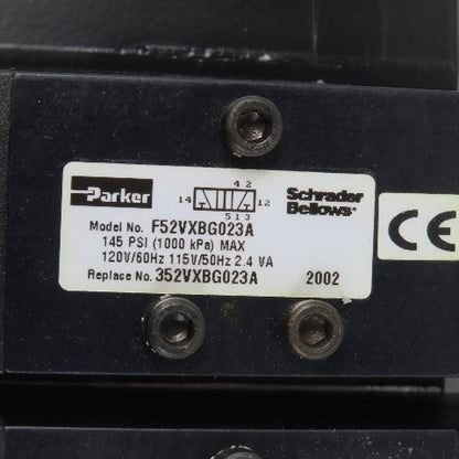 Parker F52VXBG023A 3 Pneumatic Directional Valve Bank & Manifold 120V Coil