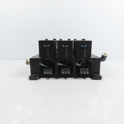 Parker F52VXBG023A 3 Pneumatic Directional Valve Bank & Manifold 120V Coil