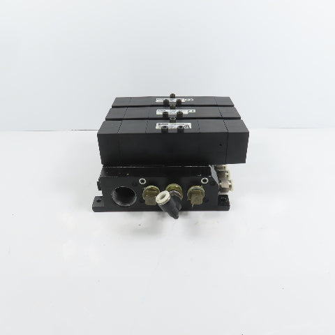 Parker F52VXBG023A 3 Pneumatic Directional Valve Bank & Manifold 120V Coil
