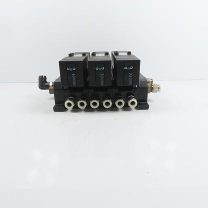 Parker F52VXBG023A 3 Pneumatic Directional Valve Bank & Manifold 120V Coil