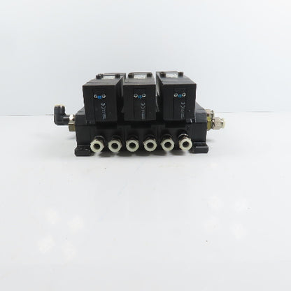 Parker F52VXBG023A 3 Pneumatic Directional Valve Bank & Manifold 120V Coil
